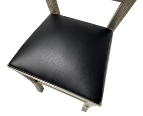 Two French Art Deco Side Chairs with Black Leather Seats, 1930s